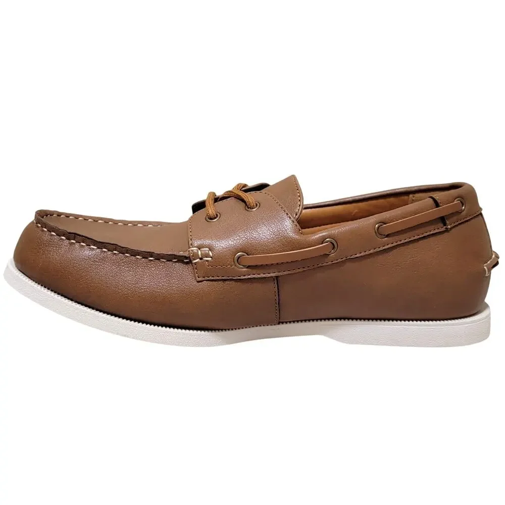 Club Room Men Elliot 2-Eye Casual Boat Shoes Size US 11M Brown Faux Leather